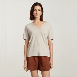 Everlane Vintage V-Neck Hemp Women's Tee Oatmeal Size XXS #1932